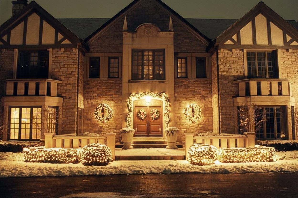 A Stately Home Decorated for Christmas